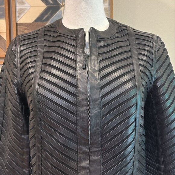 Ralph Lauren Black Label Leather Mesh Jacket size 4 - Picture 2 of 14